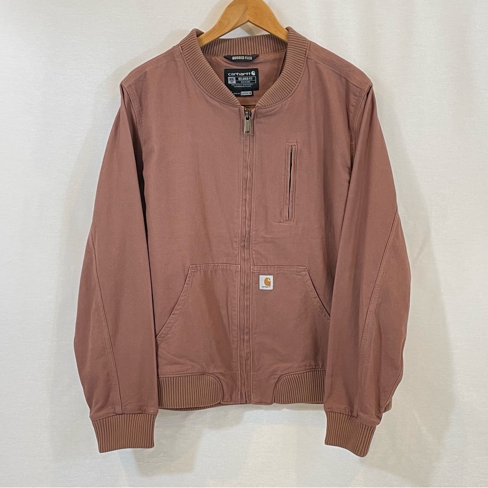 Carhartt Crawford Canvas Bomber Jacket Dusty Rose Mauve Rugged Flex Women's XXL